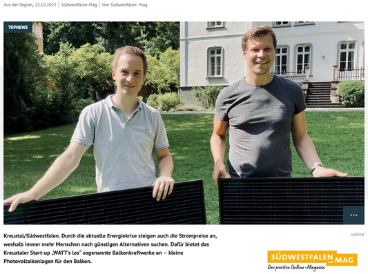 Markus und Kai - die Gründer von WATT's los - stellen Balkonkraftwerke vor
