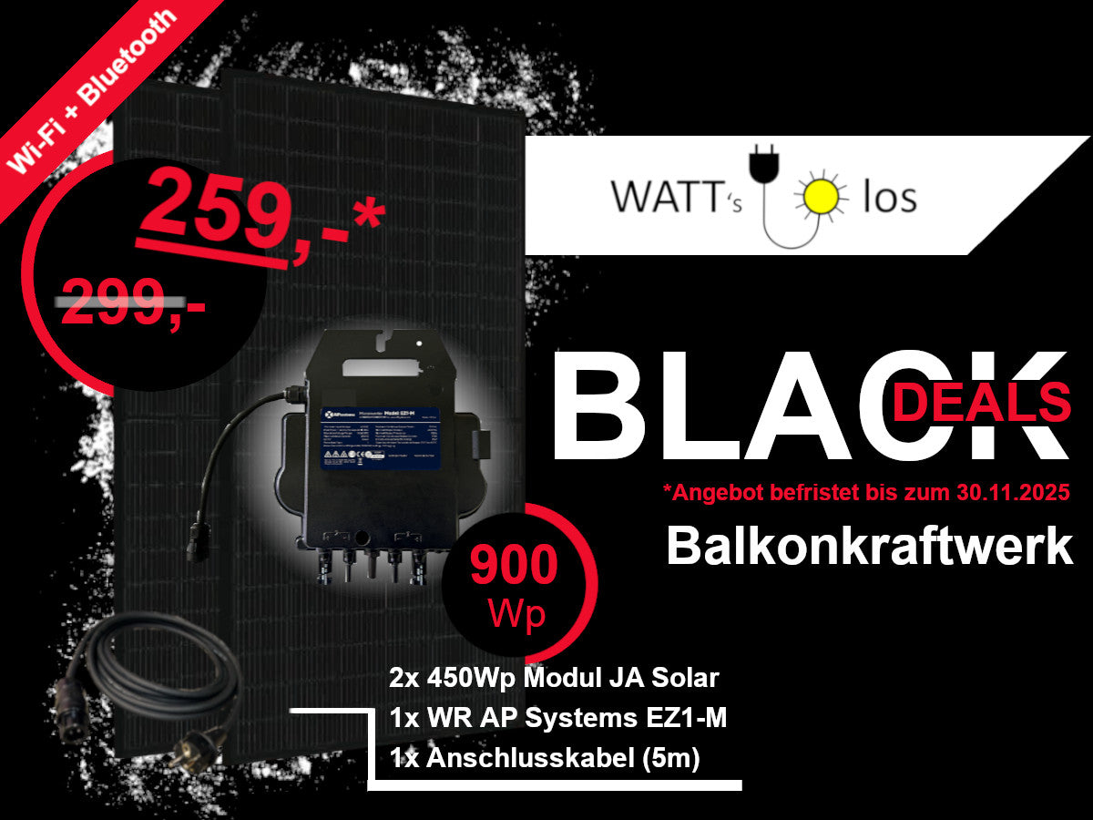 900Wp Premium Balkonkraftwerk (800W) | Bifacial & Full Black